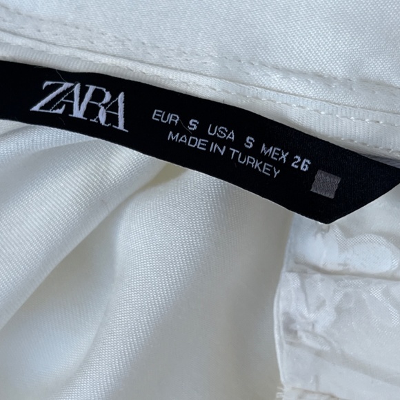 Zara ivory white (S) high-neck, long-sleeve, silky satin tunic, BNWOT. - Picture 4 of 15